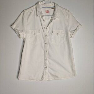 Levi's Snap Button Short Sleeved Shirt (Size L)